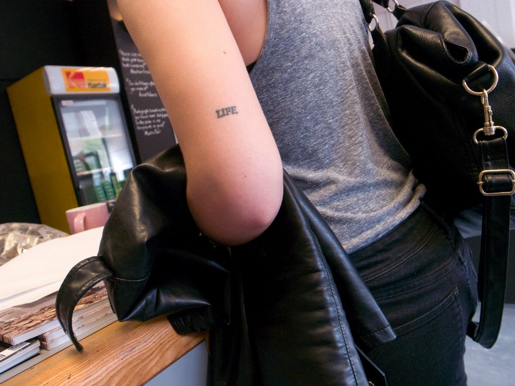 A tattoo that says life.